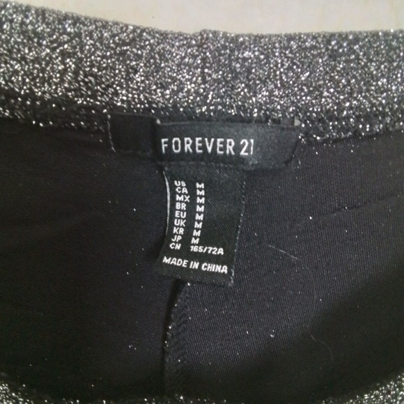 Forever 21 High Rise Sparkle Leggings Size Medium in Metallic Silver - Picture 8 of 9